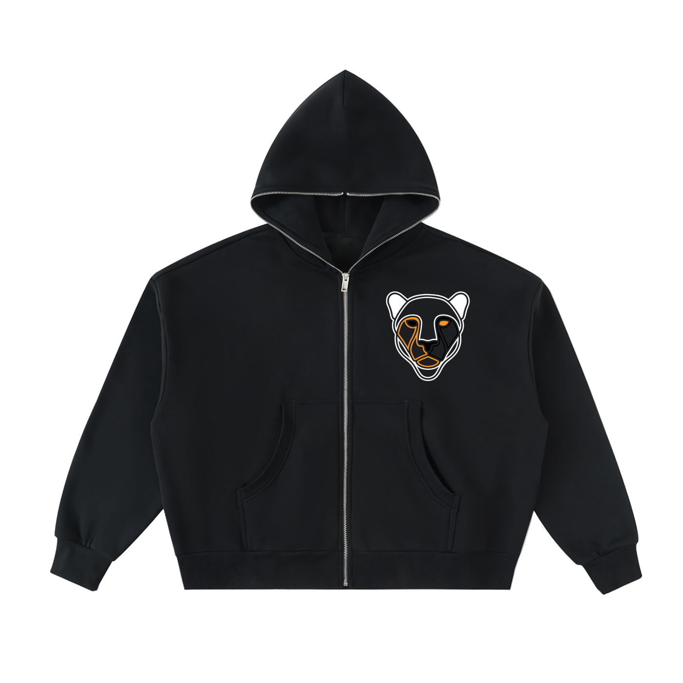 Fleeced Full-Zip Boxy Hoodie